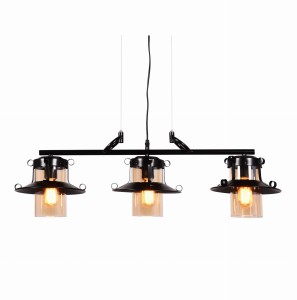 CAPRI TRIO lampa wisząca nad stół loft czarna klosz bursztynowy 3xE27