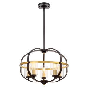 MONTEREY W5 lampa wisząca loft czarno-mosiężna 5xE27