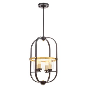 MONTEREY W4 lampa wisząca loft czarno-mosiężna 4xE27