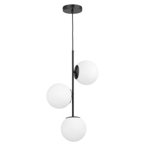 STELVIO W3 zwis czarny klosze kule mleczne fi 15cm 3xE27