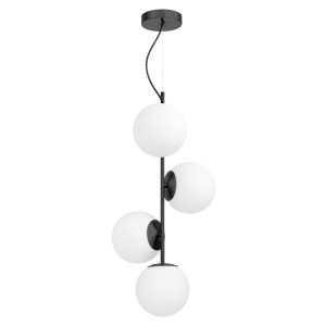 STELVIO W4 zwis czarny klosze kule mleczne fi 15cm 4xE27