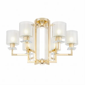 MANHATTAN W6 elegancka lampa sufitowa złota ze szklanymi rurkami ozdobnymi 6xE27