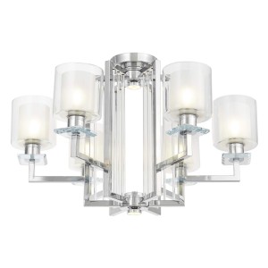 MANHATTAN W6 elegancka lampa sufitowa chrom ze szklanymi rurkami ozdobnymi 6xE27