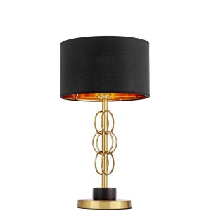 AZZARIA glamour elegancka lampa nocna złota z czarno-złotym abażurem E27