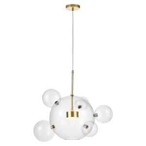 NERONI W6 lampa wisząca złota transparentne kule szklane w różnych rozmiarach LED 2x5W
