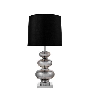 BRISTON lampa nocna glamour chrom szkło chrom abażur czarny E27