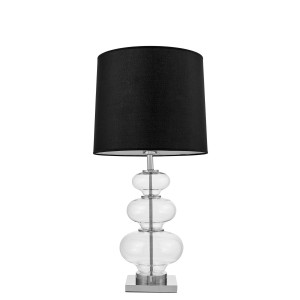 BRISTON lampa nocna glamour chrom szkło przezroczyste abażur czarny E27