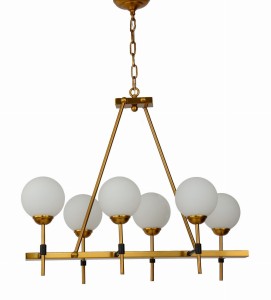 ALDONO W6 lampa wisząca mosiądz klosze kule 13cm 6xG9