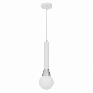 FOLINO W1 nowoczesna lampa wisząca biała dodatki chrom klosz kula biała G9