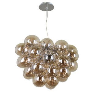 Bento lampa wisząca klosze koniakowe szklane w kiści 8xG9