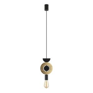 DROPS WOOD F lampa wisząca czarno-złota sklejka 1xE27