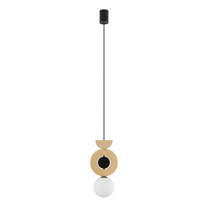DROPS WOOD B lampa wisząca naturalne drewno klosz kula biała 1xG9