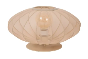 Corina lampa stołowa kremowa 1xE27 cienka kremowa tkanina siateczka abażur fi 40cm