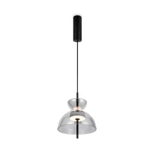 BANGKOK lampa wisząca szklana klosz szkło dymione fi 25cm LED 12W 3000K wykończenie czarne nowoczesny design