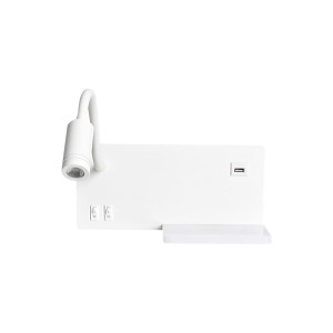 SHELF LED 4W+5W+2W kinkiet biały z półeczką i kierowanym światłem  oraz portem USB do ładowania