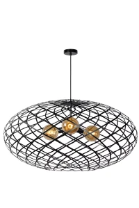 WOLFRAM zwis metalowy ażurowy czarny fi 100cm 3xE27