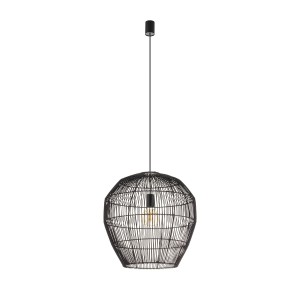HAITI M czarna bambusowa lampa wisząca fi 50cm wykończenie czarne 1xE27 styl boho