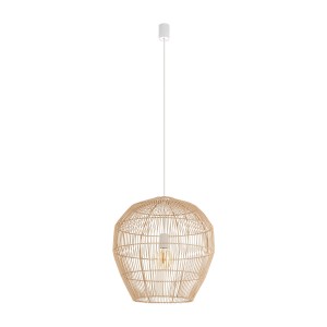 HAITI M bambusowa lampa wisząca fi 50cm 1xE27 wykończenie białe styl boho