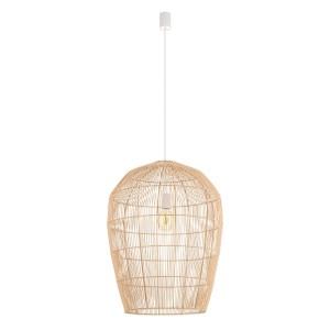 HAITI L bambusowa lampa wisząca fi 53cm 1xE27 wykończenie białe styl boho