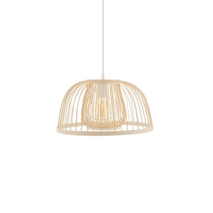 KRABI  podwójny abażur bambusowy fi 40cm lampa wisząca boho wykończenie białe 1xE27 