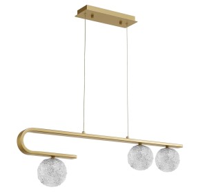 PASTO LE41739 Trzy-punktowa lampa wisząca nowoczesna złota z kloszami w kształcie kuli