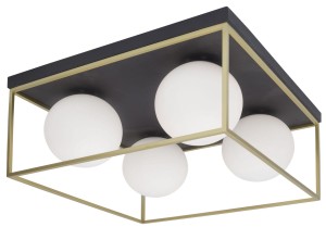 PLATA LE41787 Nowoczesna lampa sufitowa geometryczna z kloszami kulistymi mosiądz