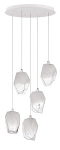 VIGIA LE41823 Nowoczesna lampa wisząca z pięcioma szklanymi kloszami o fasetowanym kształcie