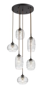 ARAURE LE41871 Nowoczesna lampa wisząca Sześć szklanych kloszy o geometrycznym wzorze
