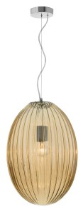 AYAPEL LE41888 Nowoczesna lampa wisząca Klosz kulisty z żebrowanym szkłem Szampański chrom