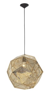 CONCON LE41974 Nowoczesna złota lampa wisząca o geometrycznym kształcie z ażurowym wzorem