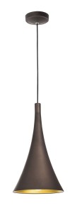 CUARTO LE41980 Nowoczesna lampa wisząca o stożkowym kształcie brązowo-złota z aluminiowym kloszem