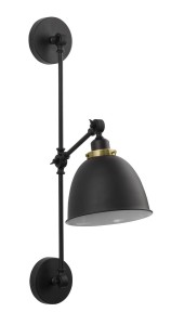CURICO LE41988 Nowoczesna lampa ścienna z metalową oprawą w kształcie półkuli Czarna z mosiądzem Elegancka