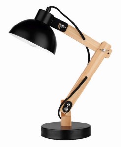 NIRGUA LE42112 Lampa stołowa drewniano-metalowa o kulistym kloszu