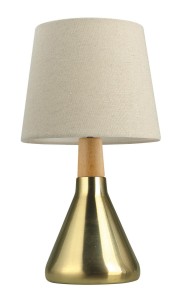 OVALLE LE42120 Lampa stołowa stożkowa mosiądz z abażurem