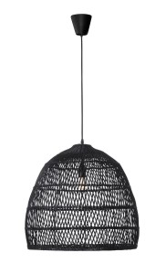 PERICO LE42144 Nowoczesna lampa wisząca z ratanu Czarna lampa o kulistym kształcie Elegancka