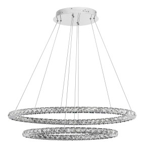 CEDEIRA LE42315 Nowoczesna lampa wisząca z podwójnym pierścieniem kryształowym  o chromowanym wykończeniu