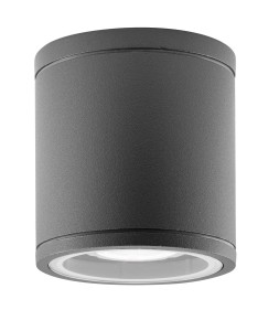 SOGAMOSO LE71422 Czarna lampa sufitowa zewnętrzna cylindryczna z aluminiowo-szklaną oprawą o klasie szczelności IP54