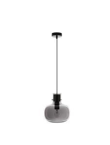 PADRE LE42629 Nowoczesna lampa wisząca Czarny metal i dymione szkło Opływowy kształt