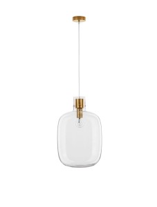 PADRE LE42636 Nowoczesna lampa wisząca złota z prostokątnym szklanym kloszem