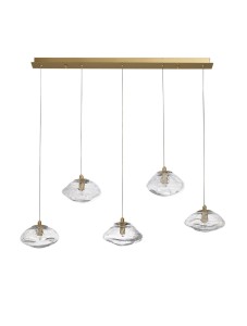 NAYARIT lampa wisząca złota 5xG9 ze szklanymi kloszami o nieregularnych kształtach