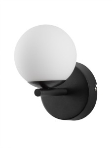 ABALA LE43310 Nowoczesna lampa ścienna z kulistym kloszem aluminiowo-akrylowa czarna