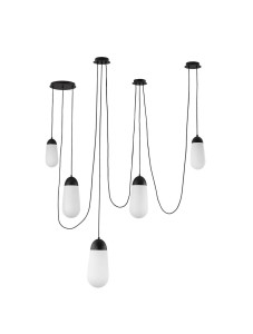 BADEN LE43371 Nowoczesna lampa wisząca pięciopunktowa o opływowych kloszach