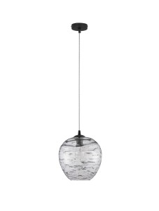 BAMBU LE43418 Nowoczesna lampa wisząca Czarny metal i szkło Okrągły klosz z fakturą