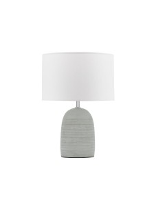 CUATRO LE43439 Lampa stołowa betonowa o cylindrycznym kształcie z tkaninowym abażurem