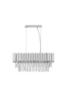 ACATEN LE43576 Nowoczesna lampa wisząca o prostokątnym kształcie z kryształowymi elementami Elegancka lampa aluminiowa