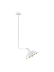 BAMORE LE43708 Nowoczesna lampa wisząca Biało-złota z wygiętym ramieniem i półokrągłym kloszem