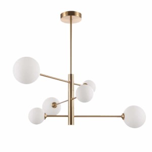 DORADO 6 lampa sufitowa kule mleczne i złoto regulowana