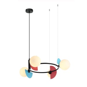 NAUTI lampa wiszące kule na obręczy multikolor 4xG9
