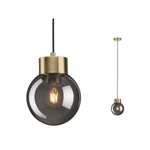 Lampa wisząca loftowa LINJA E27 szkło dymione/mosiądz 79743 Paulmann
