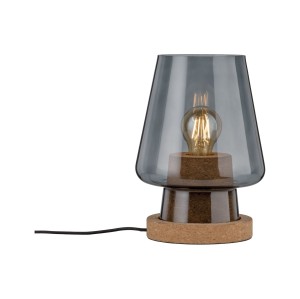 Lampa stołowa IBEN 1xE27 korek dymione szkło 79736 Paulmann